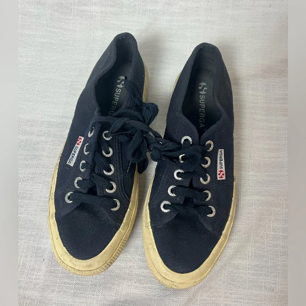 Superga Navy Canvas Low-Top Sneakers Women’s 36 / US 6 - Picture 1 of 7